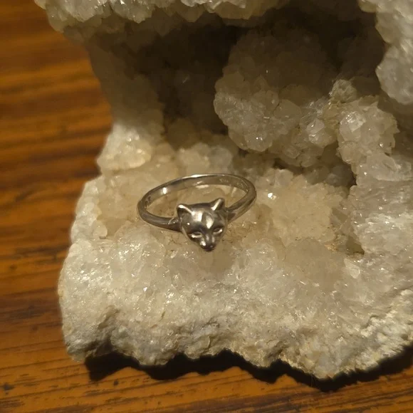 Silver Cat Ring Sterling 925 Silver Size 7 - Picture 2 of 2